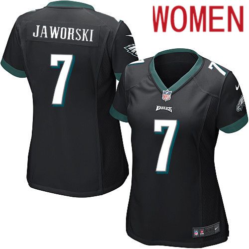 Women Philadelphia Eagles 7 Ron Jaworski Nike Black Game NFL Jersey